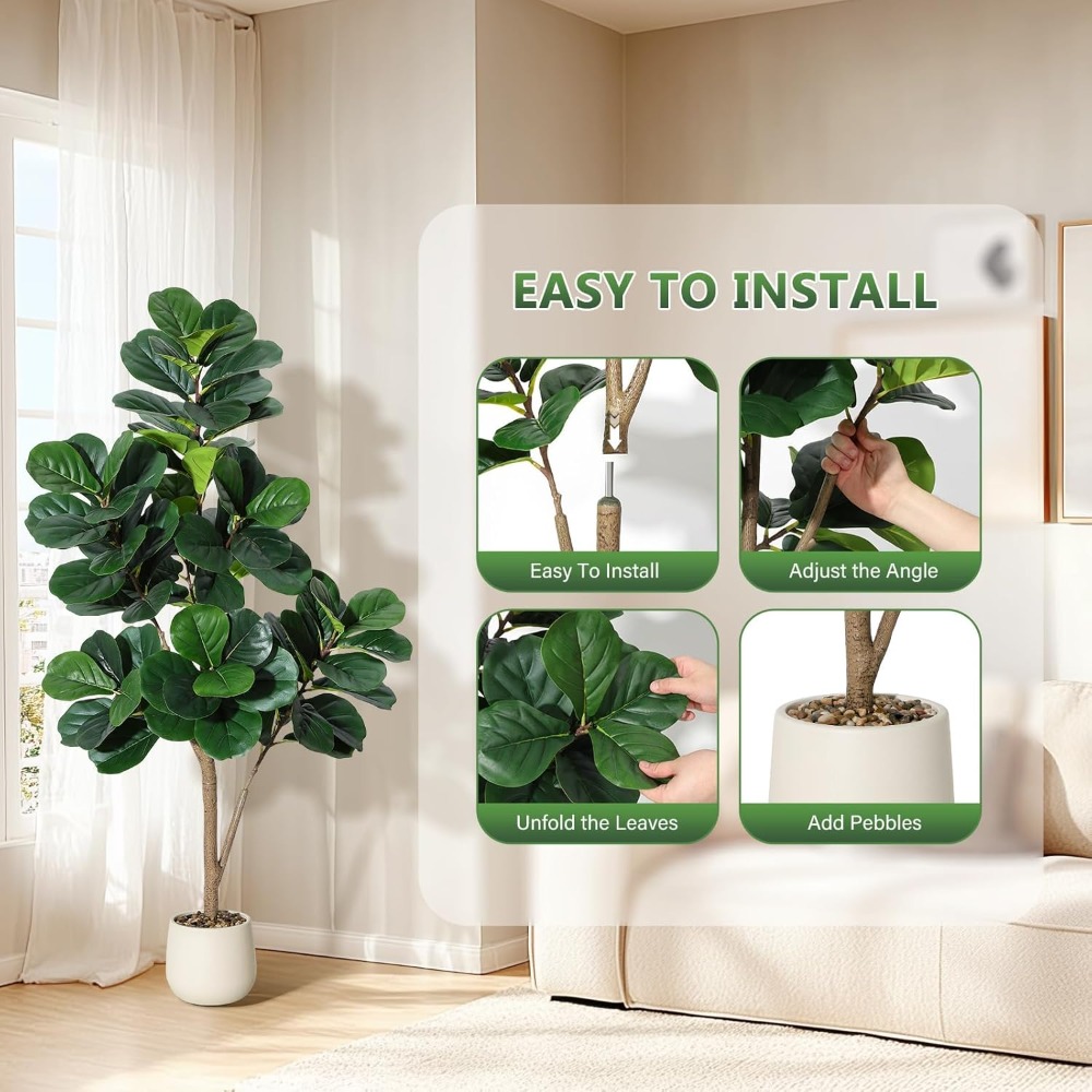 Lifelike Artificial Fiddle Lea - đánh giá và giá Ficus Lyrata Tree