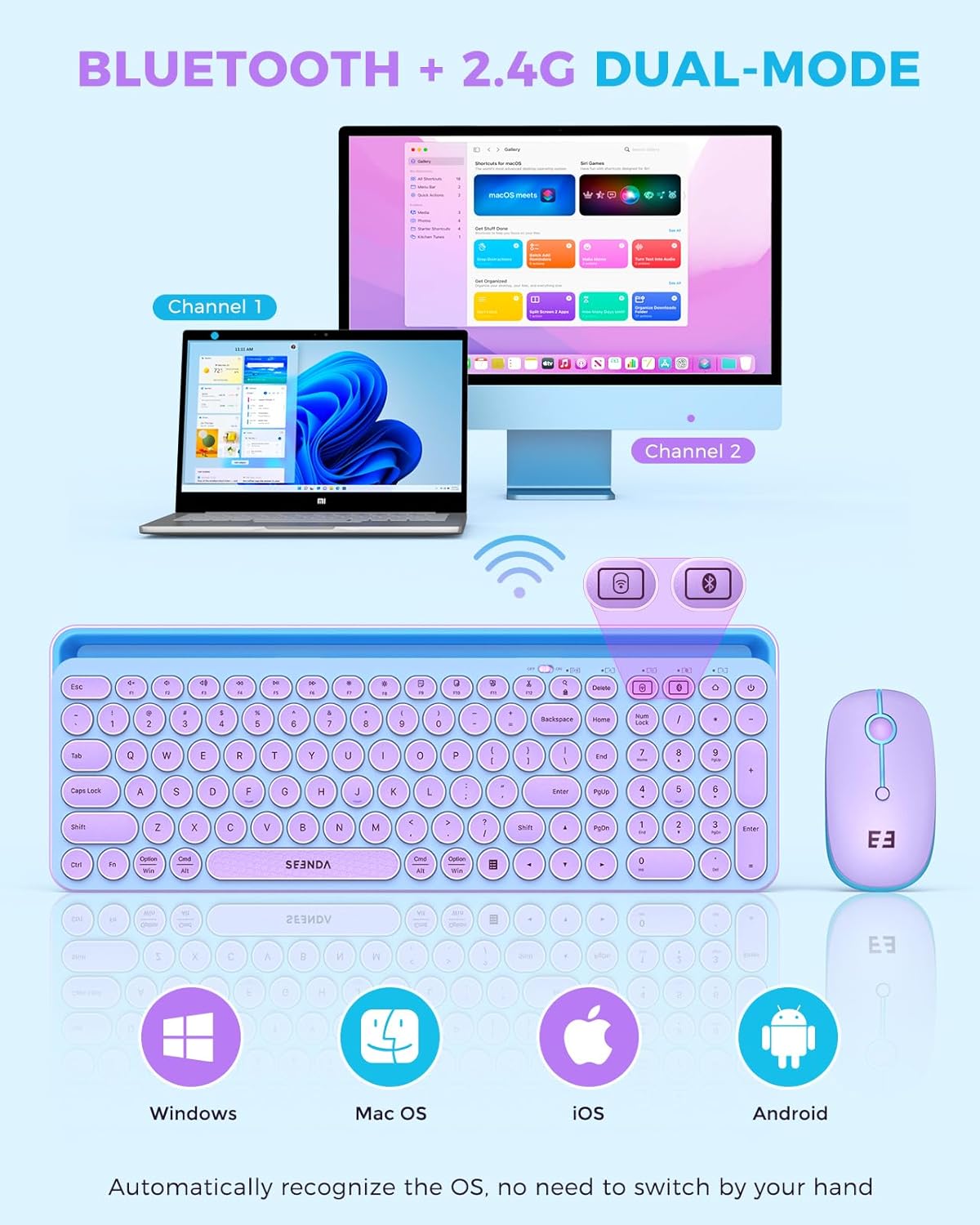Wireless Keyboard and Mouse Co - đánh giá và giá Tradescantia Purple
