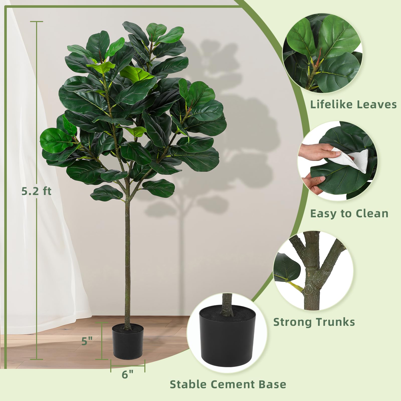 GlowSol 5.2 Ft Artificial Fidd - đánh giá và giá Ficus Lyrata Tree
