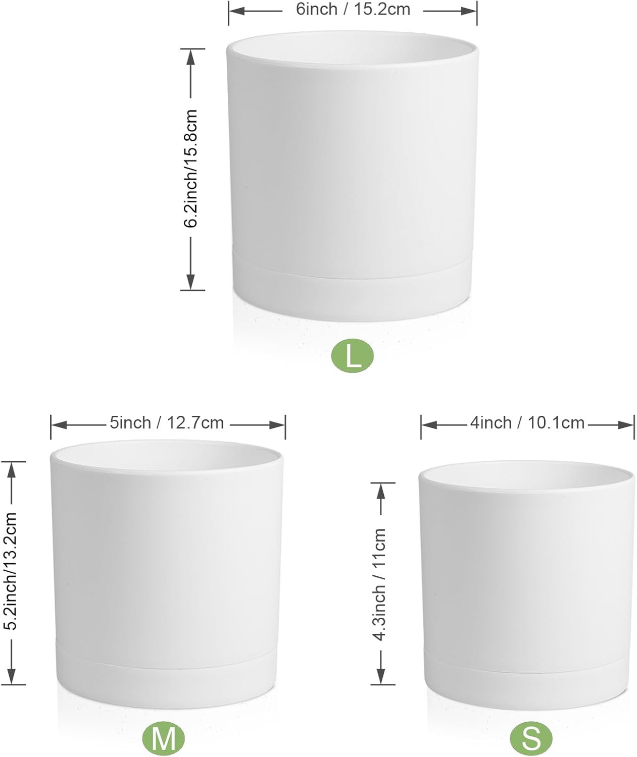 3-Pack Cylinder Flower Pots wi - đánh giá và giá Aloe Vera Pot