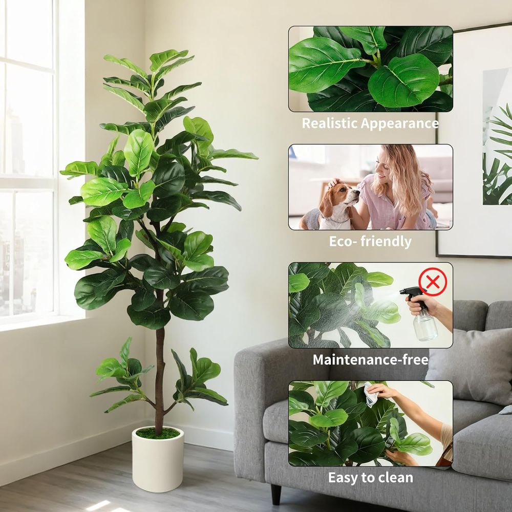 5-Foot Artificial Fiddle Leaf  - đánh giá và giá Ficus Lyrata Tree